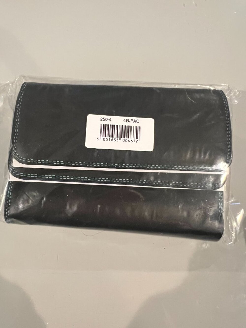Mywalit NWT Large Snap Wallet Black Pace Rainbow Multicolor Italian Leather - Picture 6 of 6